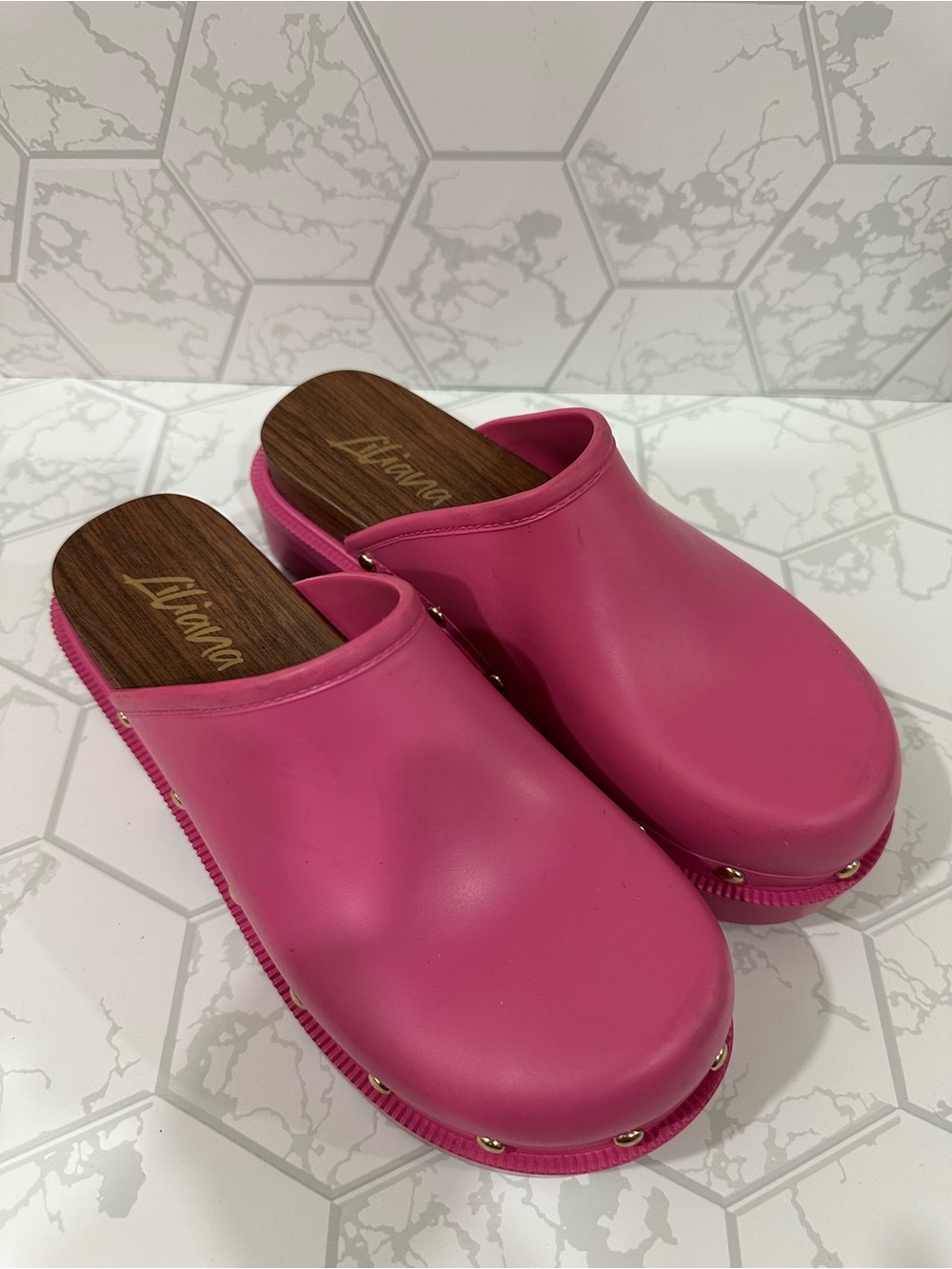 Liliana Pink Studded Clog Mules